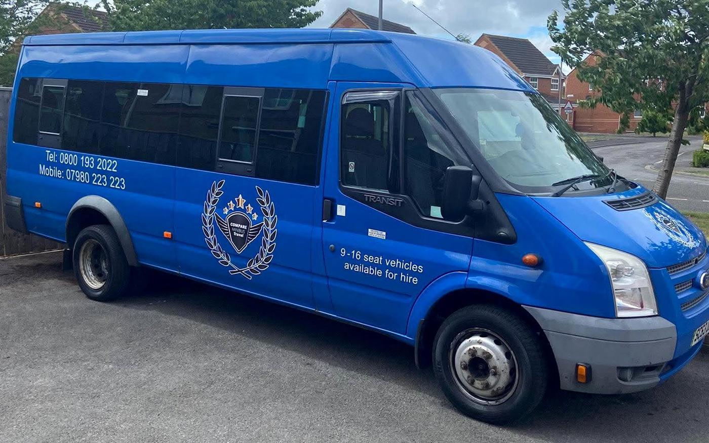 A Compare Minibus Travel minibus in company livery